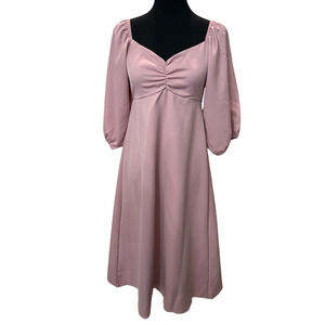 New - VELVET TORCH ~ Light Pink Puff Sleeve Midi Dress Size S 4/6 FALL~
